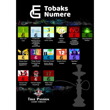 True Passion vandpibe tobak – No. 7 Green Xplosion 50 g